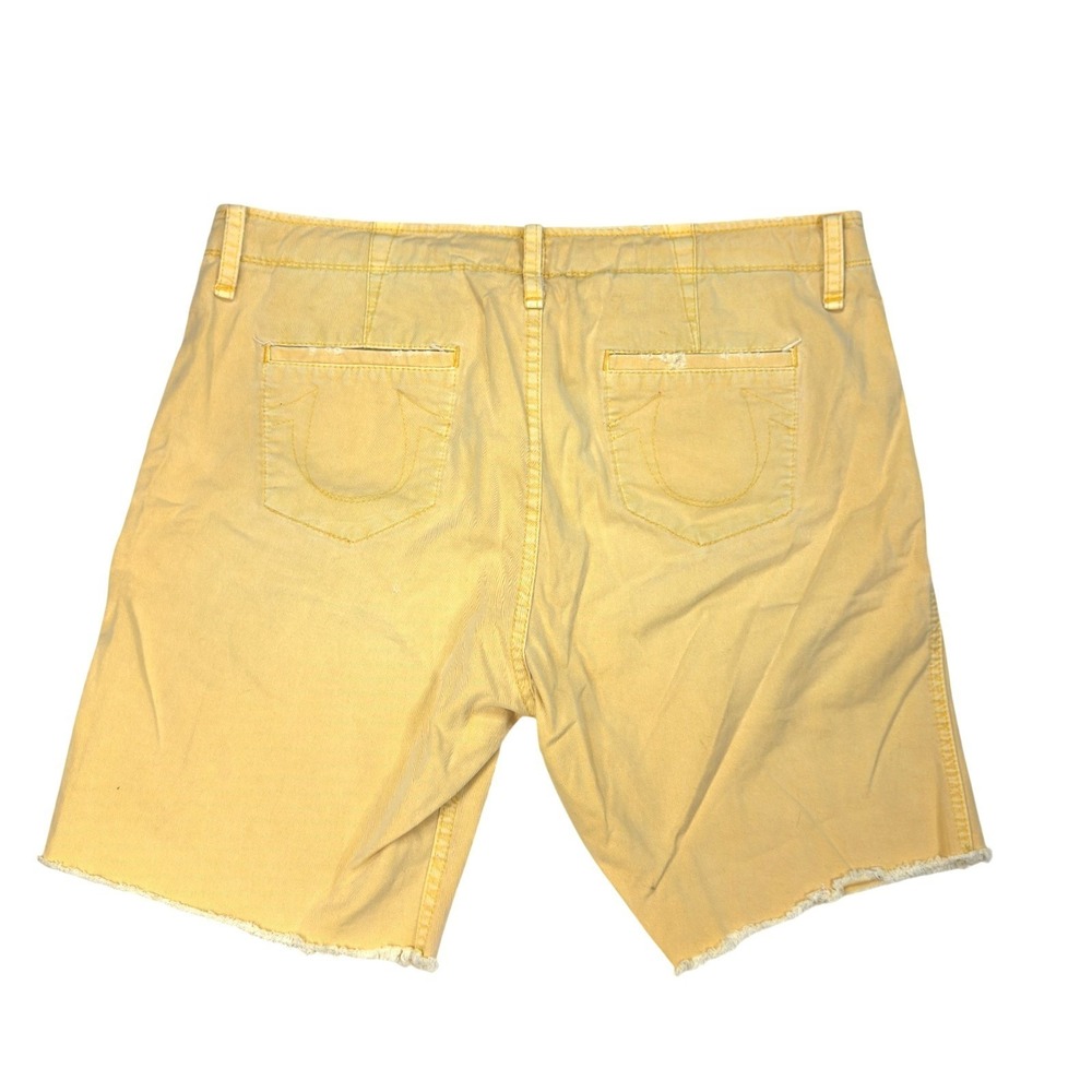 Y2K True Religion Chino Shorts Mens Size 36 Denim Jean Jorts Yellow - Picture 2 of 9
